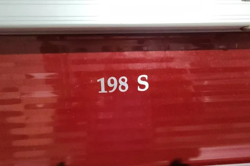 Slide: The Image of Red Bennington 198SL boat, model year 2022, with "198 S" marking. - 22