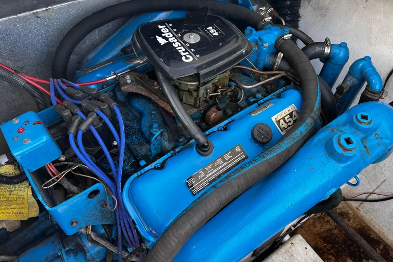 Slide: The Image of Blue Crusader marine engine in a 1994 Gibson 44 Classic boat. - 36