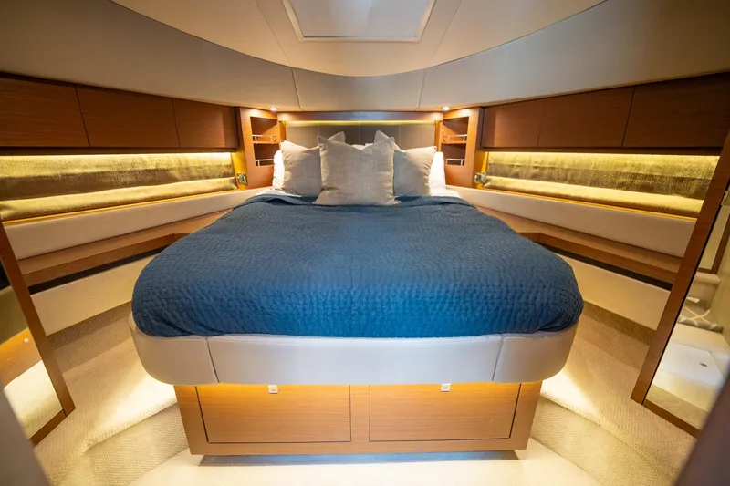 Slide: The Image of Luxurious master bedroom in 2016 Sea Ray 510 Fly yacht with modern design. - 29
