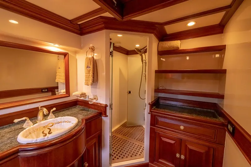 Slide: The Image of Luxurious bathroom in 2006 Vicem 85 Classic yacht with elegant wood cabinetry and modern fixtures. - 39