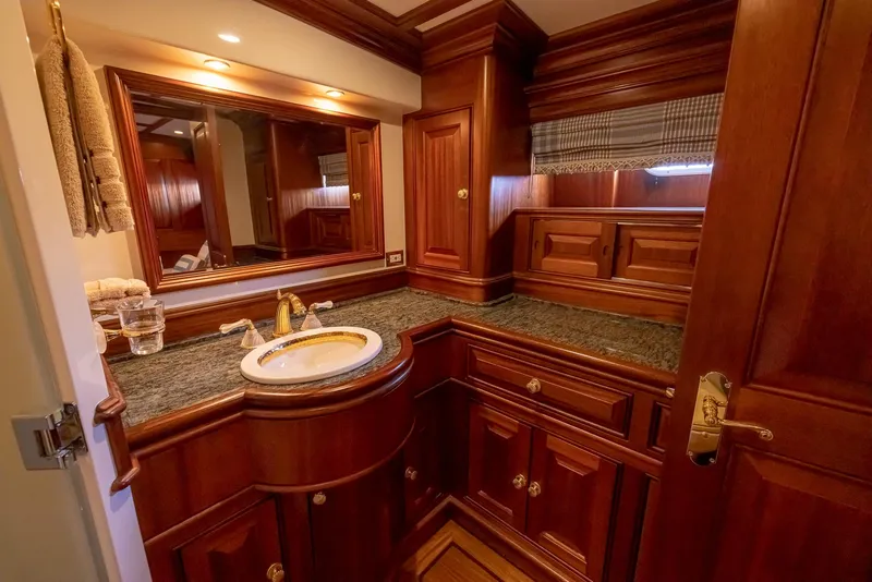 Slide: The Image of Luxurious wooden bathroom interior on a 2006 Vicem 85 Classic yacht. - 42
