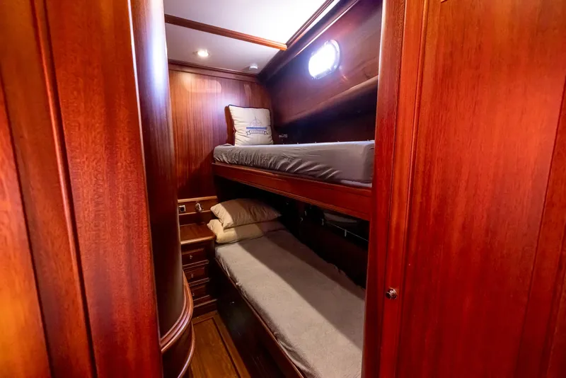 Slide: The Image of Bunk beds in 2006 Vicem 85 Classic yacht cabin with rich wood paneling. - 47