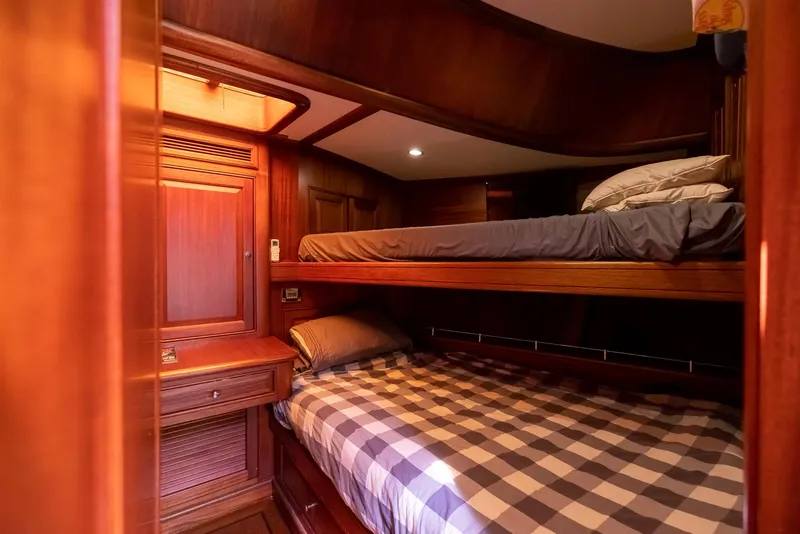 Slide: The Image of Luxurious wooden cabin interior with bunk beds on 2006 Vicem 85 Classic yacht. - 49
