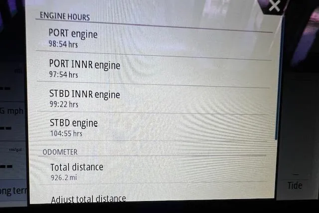 Slide: The Image of 2024 Invincible 46 Catamaran engine hours and odometer display. - 40
