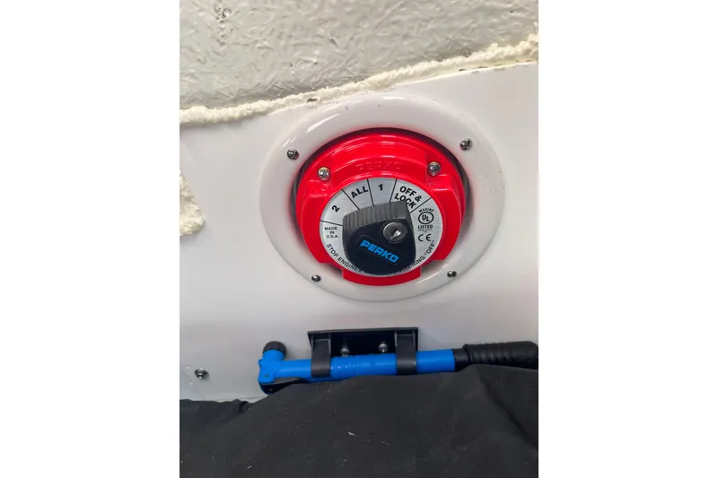 Slide: The Image of Red Perko battery switch on 2021 Crownline 290 SS boat. - 7