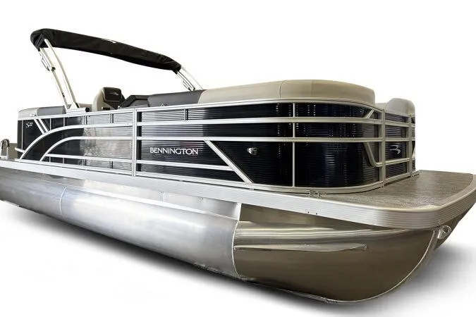 Slide: The Image of 2026 Bennington 22 SSRSF pontoon boat with sleek design and modern features. - 14