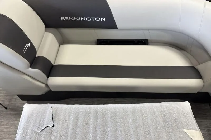 Slide: The Image of 2026 Bennington 22 SSRSF boat interior with sleek seating and modern design. - 17