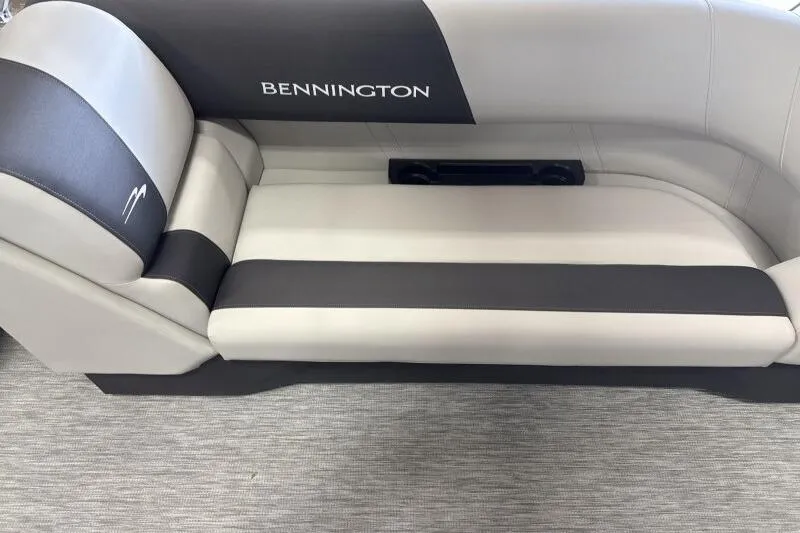 Slide: The Image of 2026 Bennington 22 SSRSF boat seat with sleek black and white design. - 20