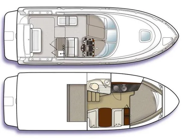 Slide: The Image of Interior of 2008 Sea Ray 290 Amberjack with cozy seating and wooden table. - 23