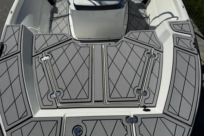 Slide: The Image of 2019 Cape Craft 180 boat with diamond-patterned deck design. - 18