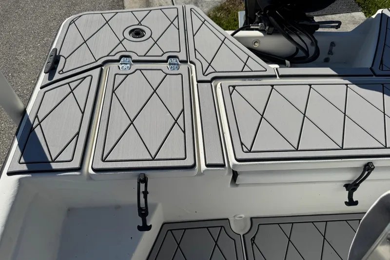 Slide: The Image of 2019 Cape Craft 180 boat deck with diamond-patterned non-slip surface. - 24