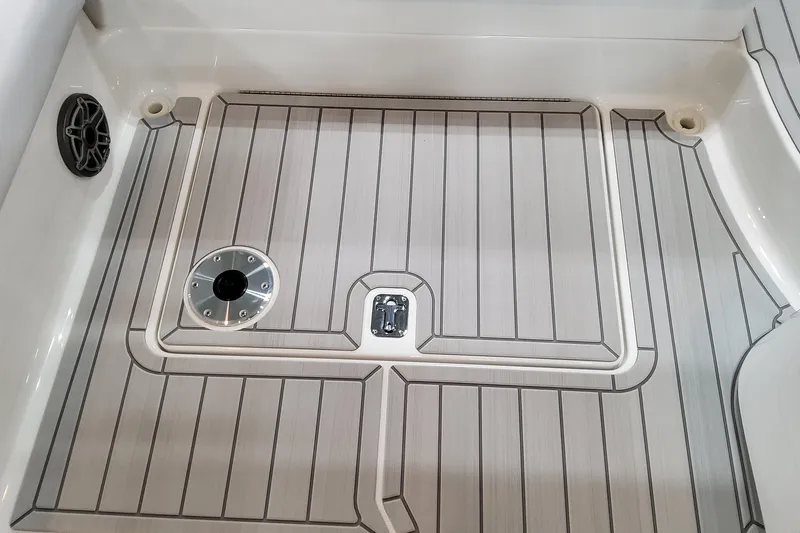 Slide: The Image of 2026 Formula 350 Crossover Bowrider OB deck with sleek, modern design and integrated speaker. - 22