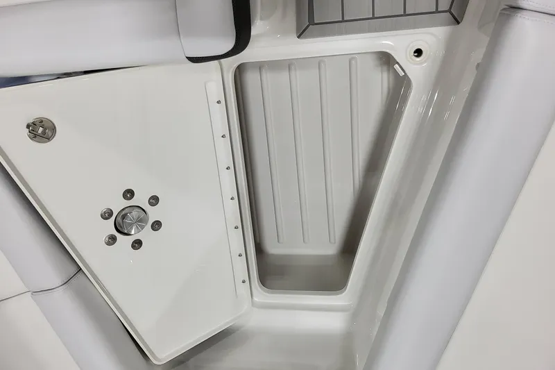 Slide: The Image of 2026 Formula 350 Crossover Bowrider OB interior storage compartment detail. - 52