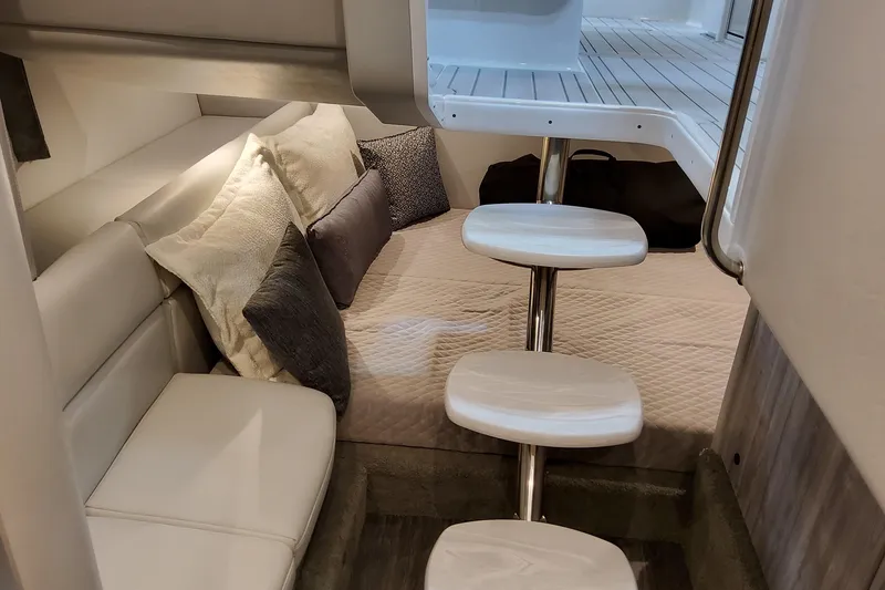 Slide: The Image of 2026 Formula 350 Crossover Bowrider OB cabin interior with cozy seating and modern design. - 67