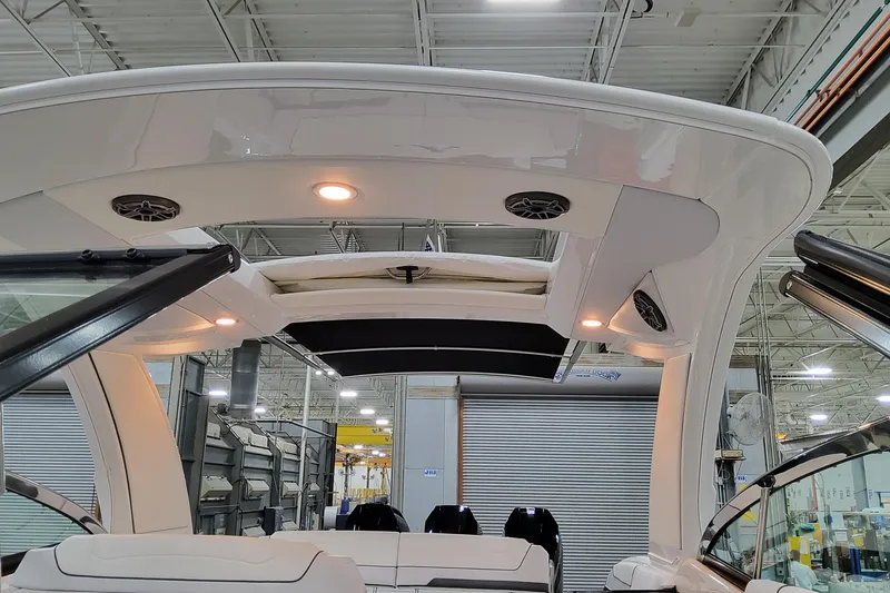Slide: The Image of 2026 Formula 350 Crossover Bowrider OB interior with modern roof design and lighting. - 72