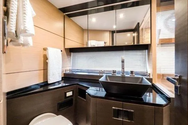 Slide: The Image of Luxurious bathroom in 2021 OKEAN FB Motor Yacht with modern fixtures and sleek design. - 17