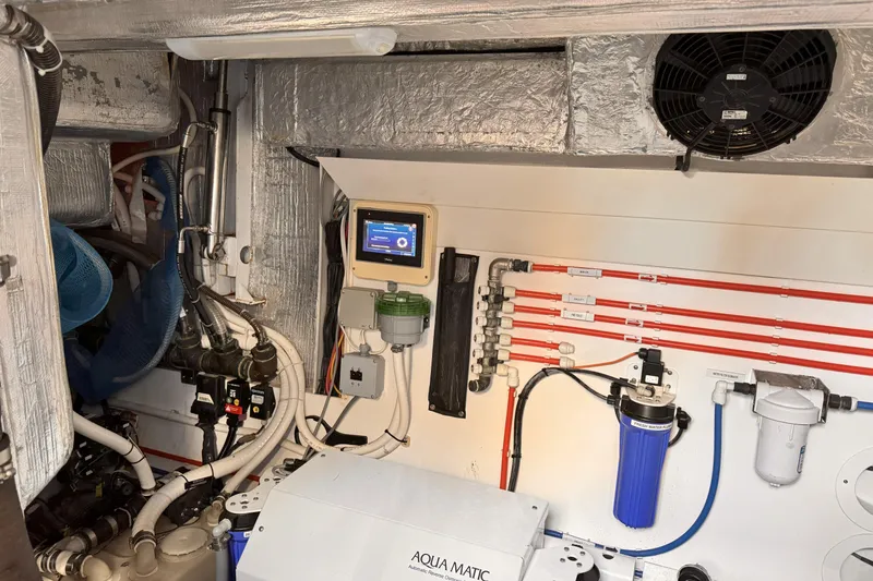 Slide: The Image of Engine room of 2021 OKEAN FB Motor Yacht with advanced filtration system and control panel. - 32