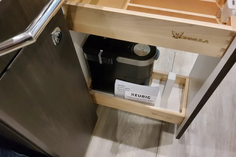 Slide: The Image of Drawer with Keurig coffee maker in 2026 Formula 380 Super Sport Crossover OB. - 111