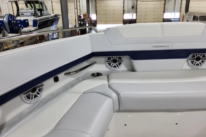 Slide: The Image of 2026 Formula 380 Super Sport Crossover OB interior with sleek seating and modern design. - 33