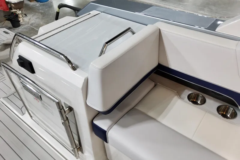 Slide: The Image of 2026 Formula 380 Super Sport Crossover OB interior with sleek seating and cup holders. - 54