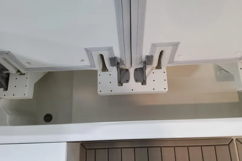 Slide: The Image of Interior view of 2026 Formula 380 Super Sport Crossover OB boat compartment. - 65