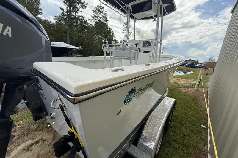 Slide: The Image of 2024 May-Craft 20 Cape Classic boat on trailer, side view with outboard motor. - 5