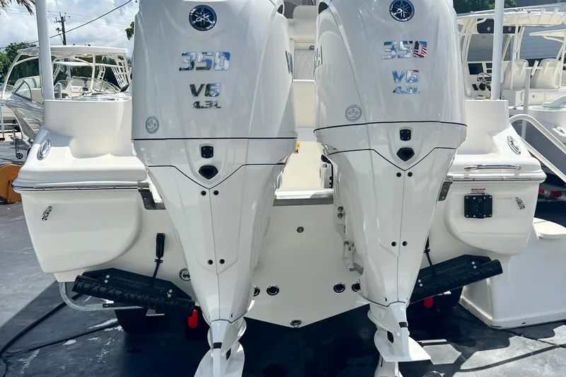 Slide: The Image of 2026 Key West 291 FS boat with dual Yamaha 350 V6 outboard engines. - 5