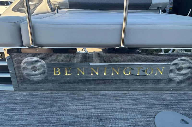 Slide: The Image of 2021 Bennington L 25 Swingback boat with stylish seating and branded panel. - 27