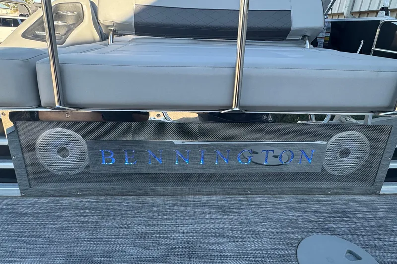 Slide: The Image of 2021 Bennington L 25 Swingback boat with stylish seating and branded panel. - 29