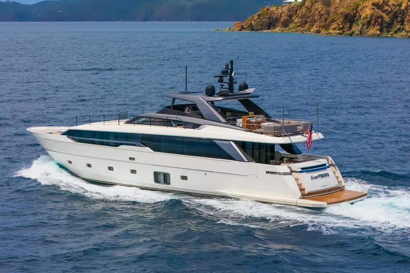 The Image of 2023 Sanlorenzo SL96A luxury yacht cruising on open water. - 1