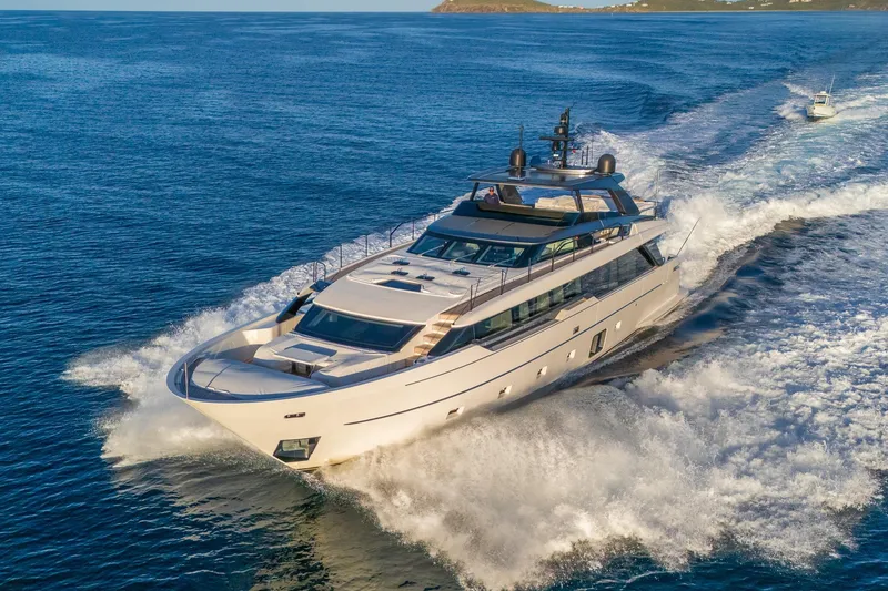 Slide: The Image of 2023 Sanlorenzo SL96A yacht cruising on open water, showcasing luxury and elegance. - 55