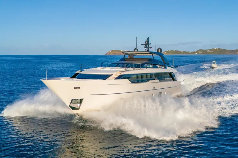 Slide: The Image of 2023 Sanlorenzo SL96A yacht cruising on open water, showcasing luxury and performance. - 56