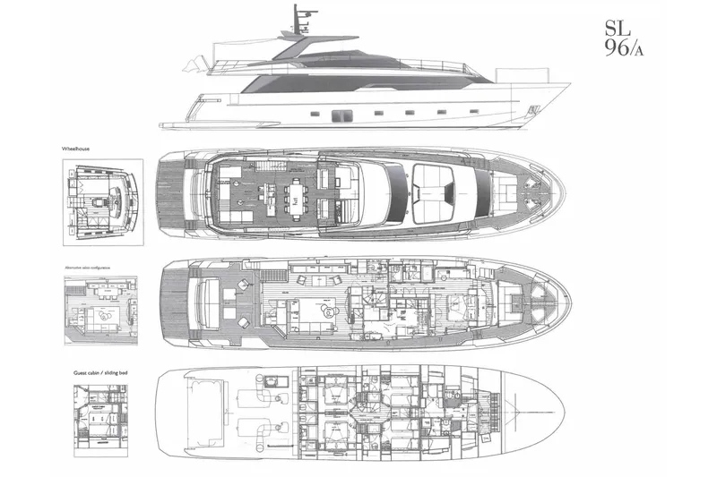 Slide: The Image of Blueprint of 2023 Sanlorenzo SL96A yacht, showcasing detailed layout and design. - 60
