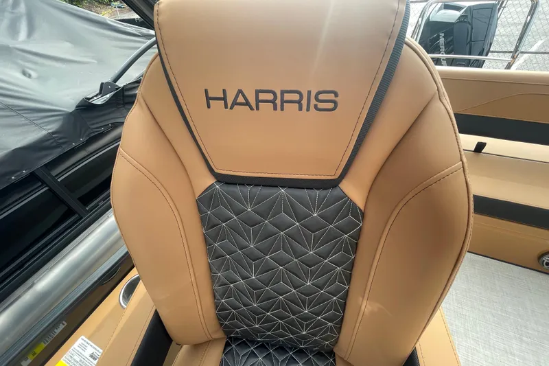 Slide: The Image of Luxurious seating on 2026 Harris Grand Mariner 250 boat, featuring elegant stitching and design. - 8