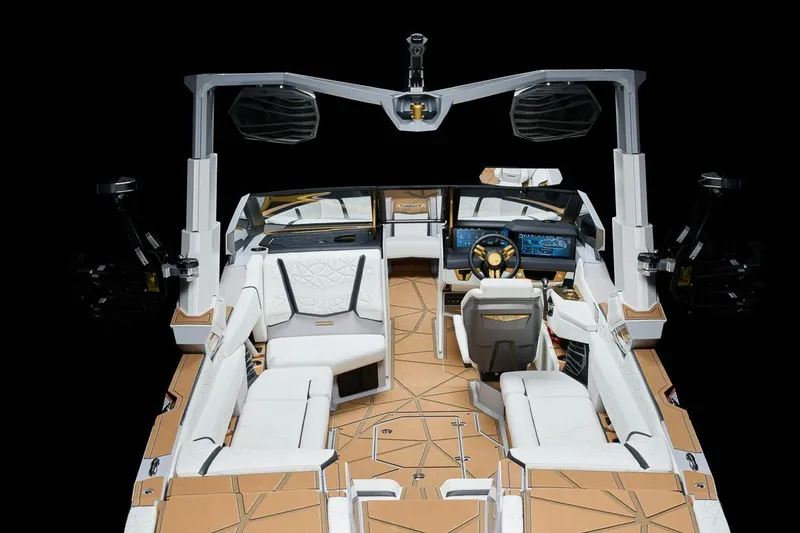 Slide: The Image of Manufacturer Provided Image: 2026 Nautique Super Air Nautique G25 Paragon interior with luxurious seating and advanced dashboard. - 27
