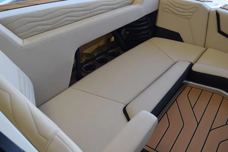 Slide: The Image of Luxurious interior seating of 2026 Nautique Super Air Nautique G25 Paragon boat. - 8