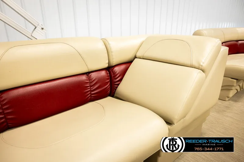 Slide: The Image of Beige and red seating on 2018 Misty Harbor 2085 CR boat, Reeder-Trausch Marine logo visible. - 41