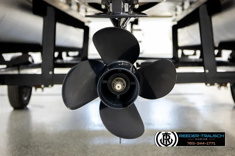 Slide: The Image of Close-up of a 2018 Misty Harbor 2085 CR boat propeller on display. - 48