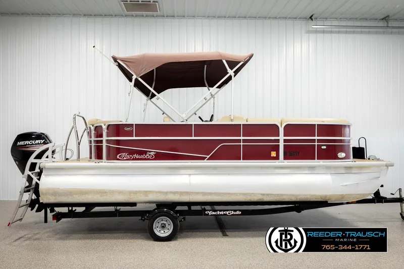 Slide: The Image of 2018 Misty Harbor 2085 CR pontoon boat with Mercury engine on trailer. - 5