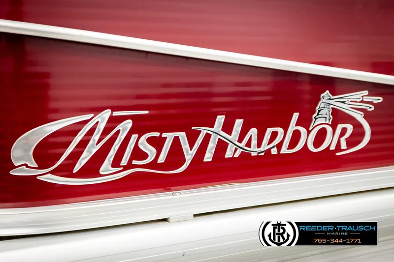 Slide: The Image of Red Misty Harbor 2085 CR boat with logo, 2018 model, Reeder-Trausch Marine branding. - 52