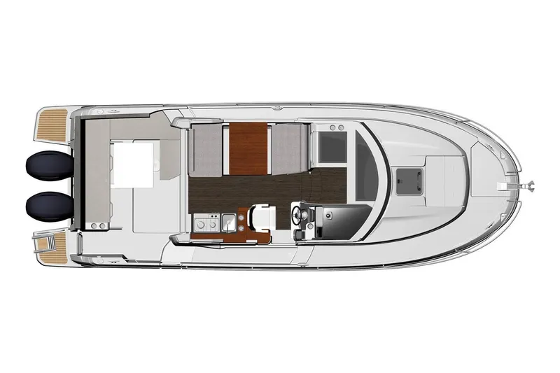 Slide: The Image of Top view of 2019 Jeanneau NC 895 boat layout with twin engines. - 18