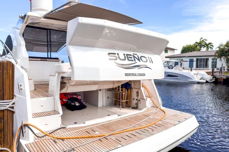 Slide: The Image of 2015 Beneteau Gran Turismo 49 yacht docked, open storage, "Sueño II" from Montreal, Canada. - 12
