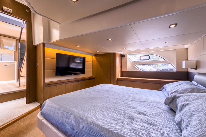 Slide: The Image of Luxurious interior of 2015 Beneteau Gran Turismo 49 yacht with modern bedroom design. - 29