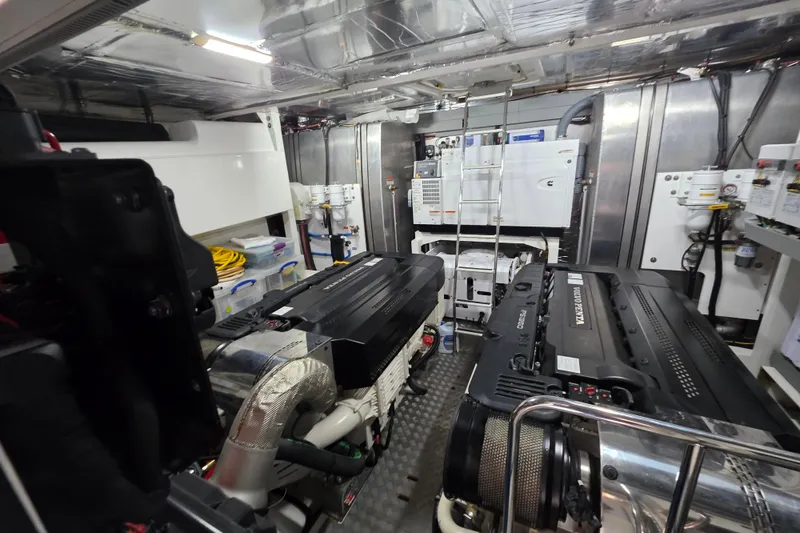 Slide: The Image of Engine room of 2022 Prestige X70 yacht with advanced machinery and equipment. - 22