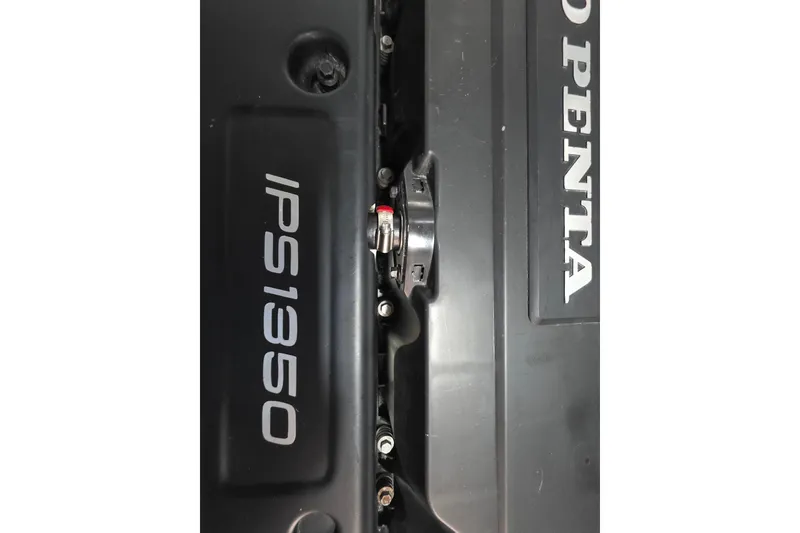 Slide: The Image of Engine compartment of 2022 Prestige X70 with IPS1350 and Volvo Penta branding. - 23