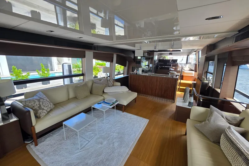 Slide: The Image of Luxurious interior of 2022 Prestige X70 yacht with elegant furnishings and modern design. - 7