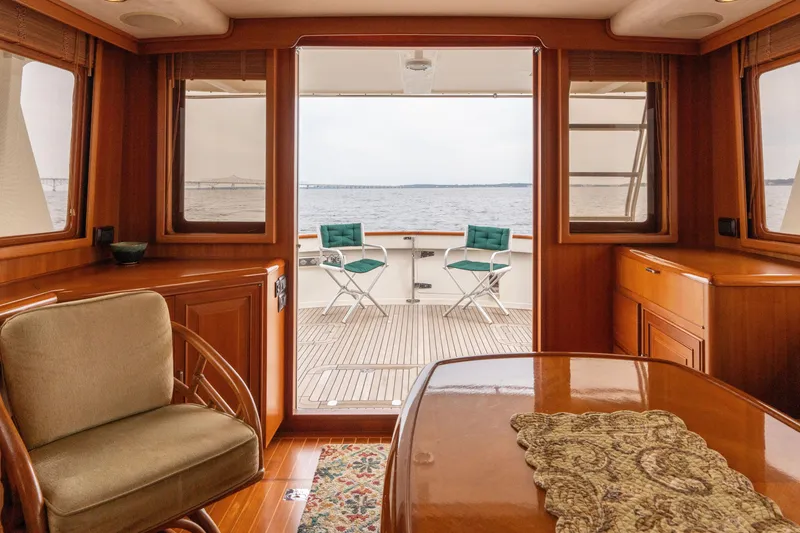 Slide: The Image of Luxurious interior of 2007 Fleming 55 yacht with ocean view and elegant furnishings. - 37