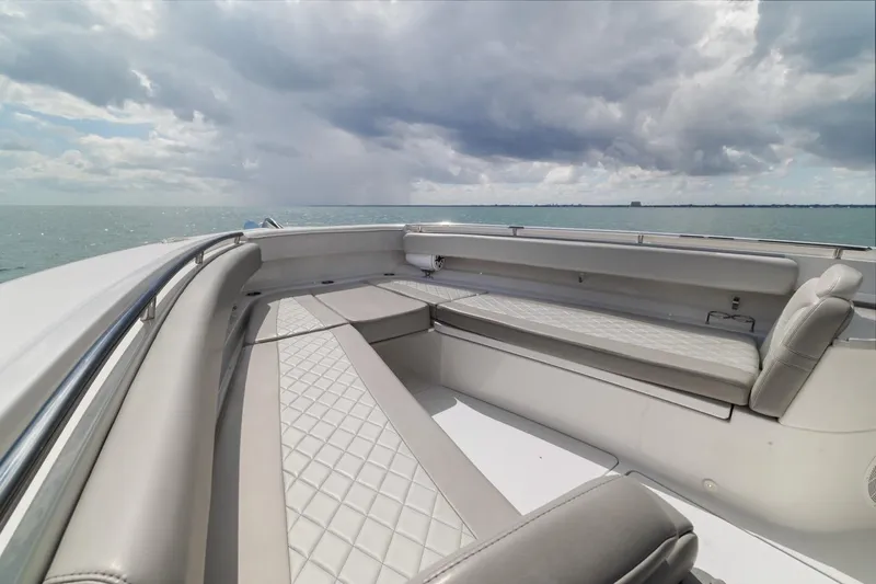 Slide: The Image of Luxurious seating on 2023 HCB 53 Sueños yacht under cloudy sky. - 36