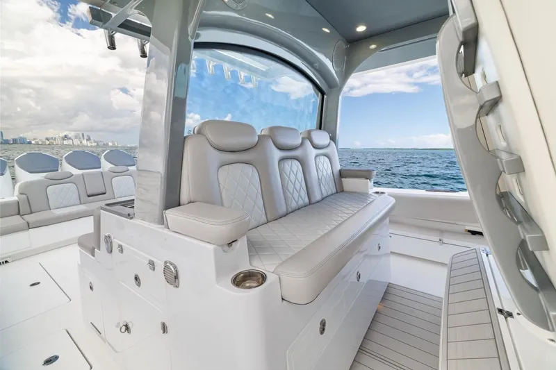 Slide: The Image of Luxurious seating on 2023 HCB 53 Sueños boat with ocean view. - 43