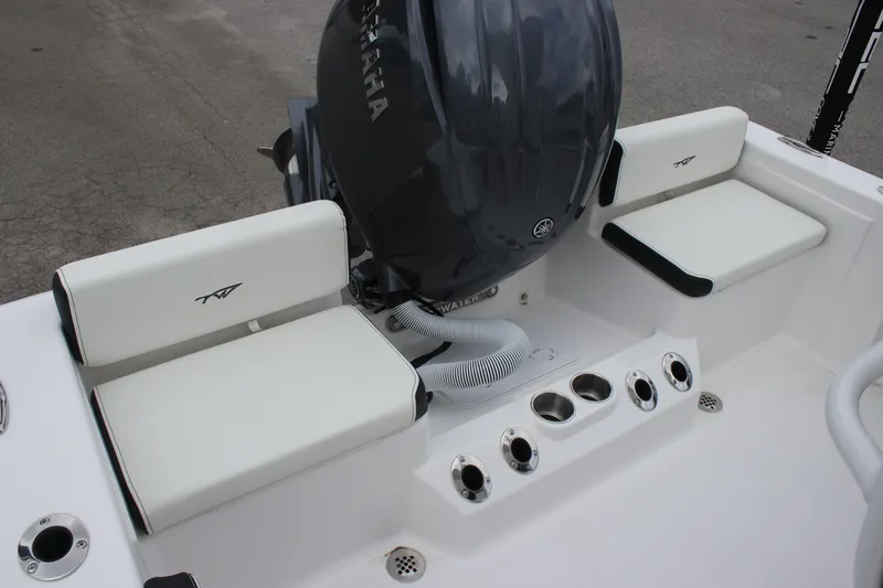 Slide: The Image of 2026 Tidewater 198 CC Adventure boat's T-top and console, viewed from below. - 20